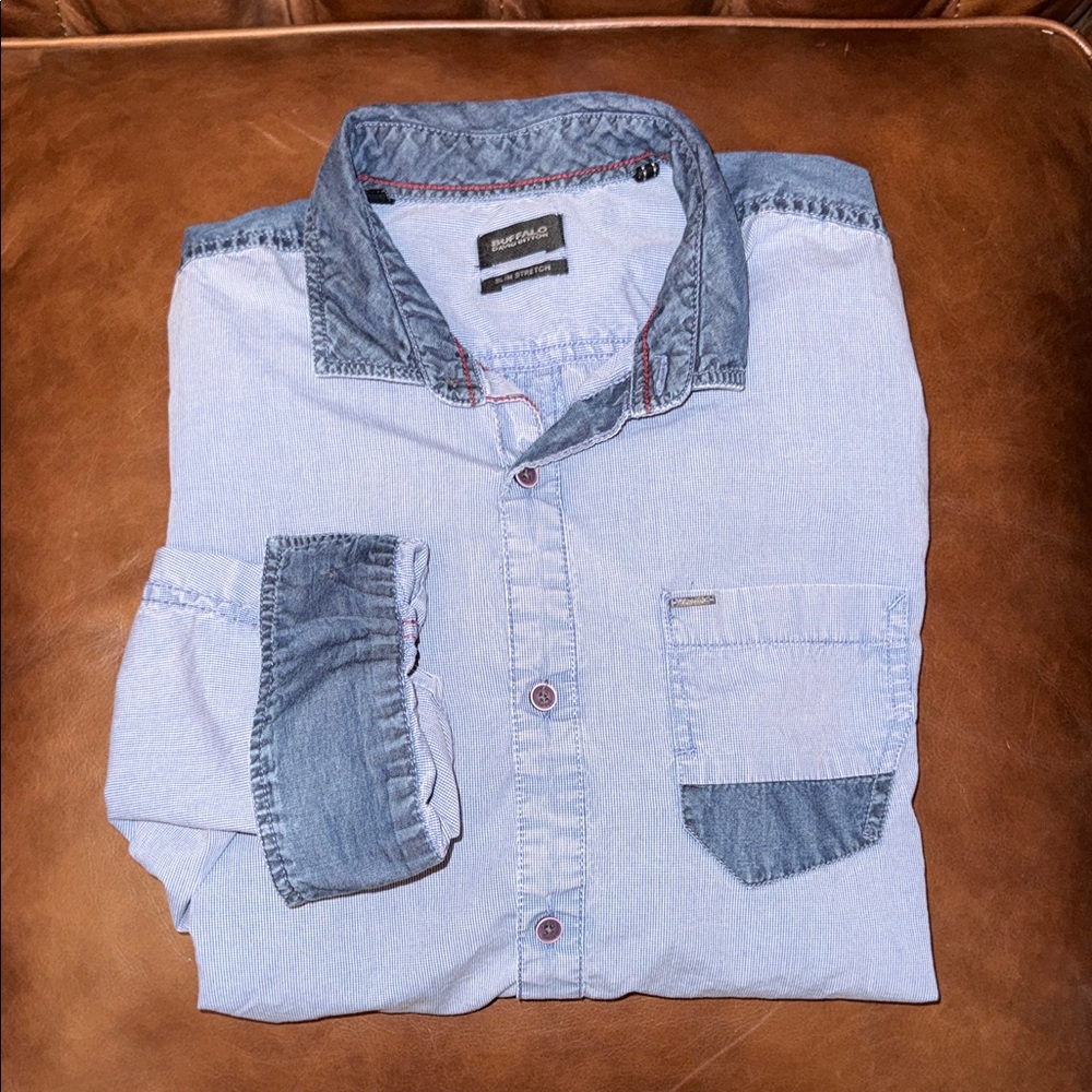 Buffalo David Bitton Light Blue Casual Button Down Shirt